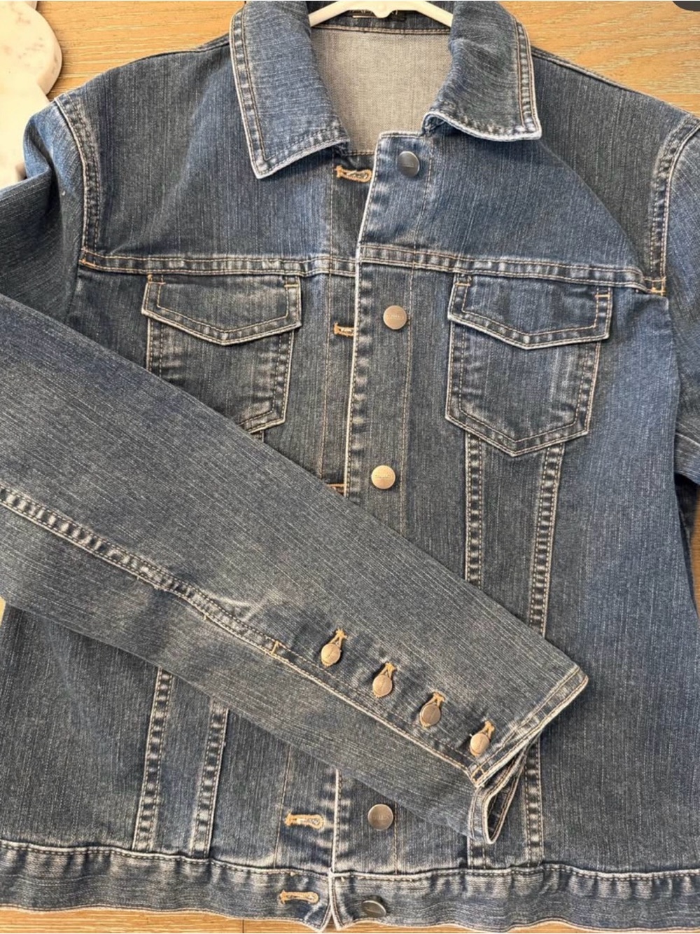 Tahari Light and Dark Blue Denim Jacket